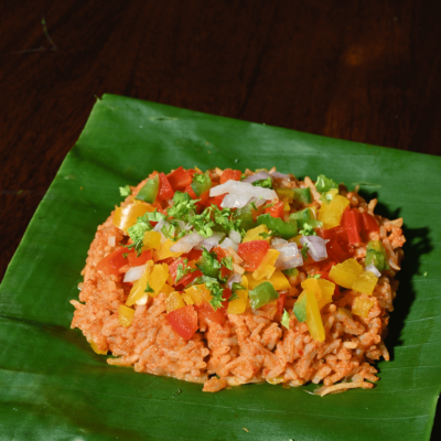 Grilled Curried Banana Leaf Rice