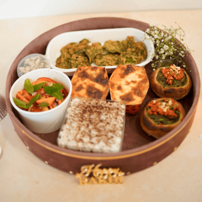 Pink Velvet Tray With Decor