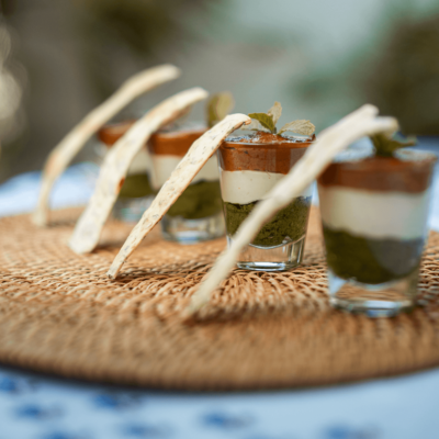 Trio Dip Shots With Garlic Crackers